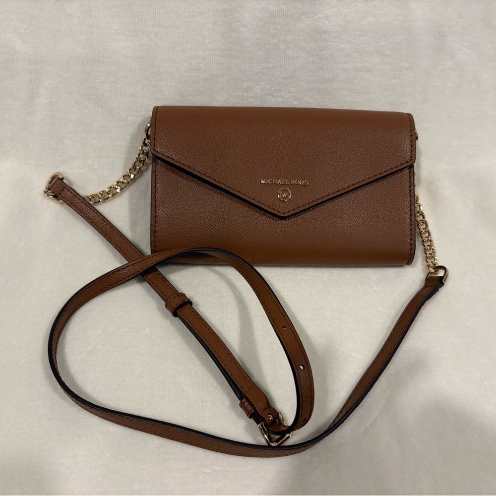 Michael Kors Brown Crossbody Bag with Gold Accents